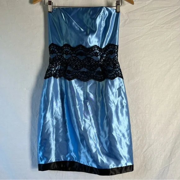 Jessica Mcclintock Dresses | Vintage Jessica Mcclintock For Gunne Sax Electric Blue Satin Strapless Dress 7 | Color: Black/Blue | Size: 7j | Jessica Mcclintock Dresses | Vintage Jessica Mcclintock For Gunne Sax Electric Blue Satin Strapless Dress 7 | Color: Black/Blue | Size: 7j |